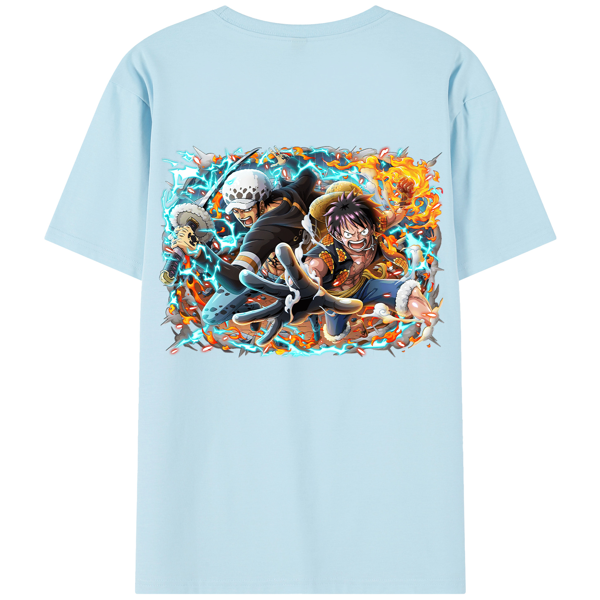ワンピース モンキー・D・ルフィ ONE PIECE Monkey D. Luffy 綿100％半袖Tシャツ（背面プリント）